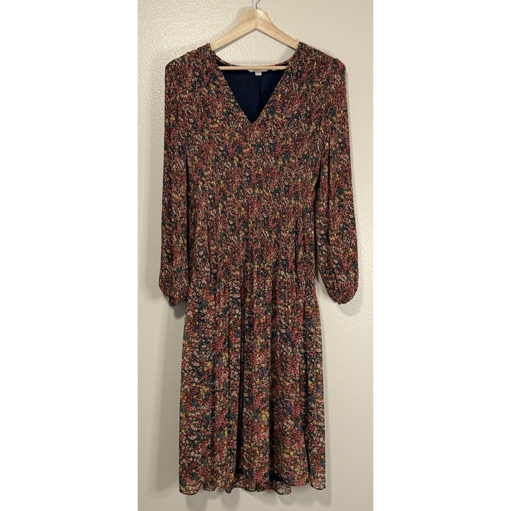 Boden V-Neck Plissé Midi Swirl Kate Middleton  Dress Sz US 10 UK 14 Ditsy Floral
